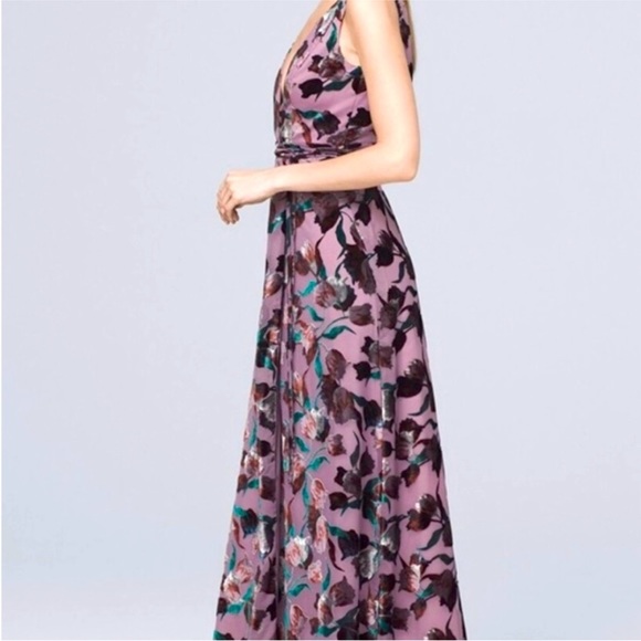 Aidan by Aidan Mattox Velvet Wrap Maxi Dress Gown - Picture 2 of 11